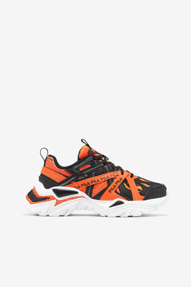 Fila black and hot sale orange shoes